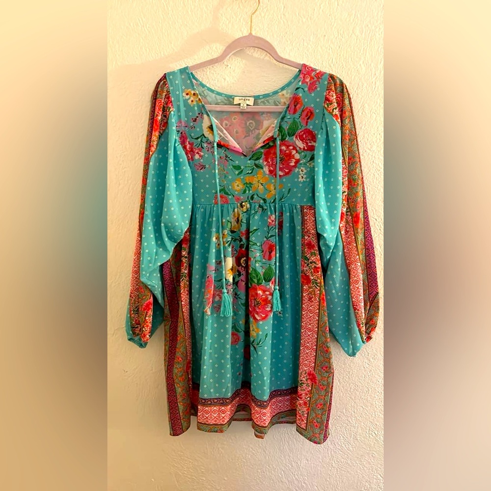 Umgee boho vibrant floral dress size small